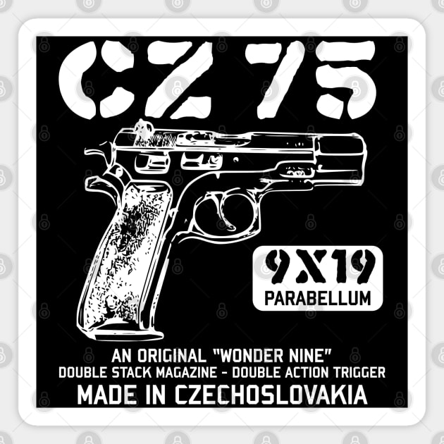 CZ 75 - Vintage 9mm Pistol, Firearm, Gun Magnet by SpaceDogLaika